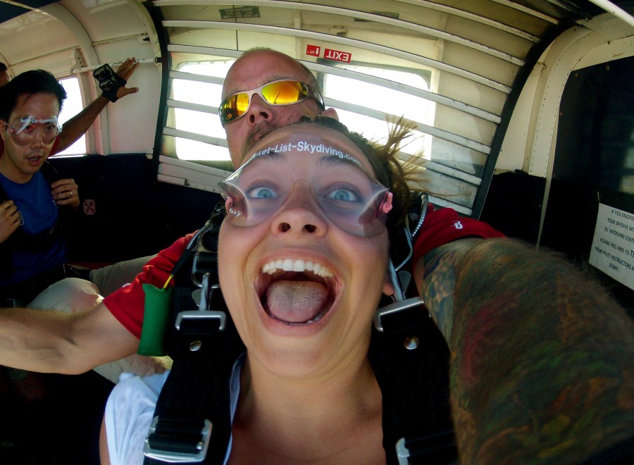 Girl skydiving in VA