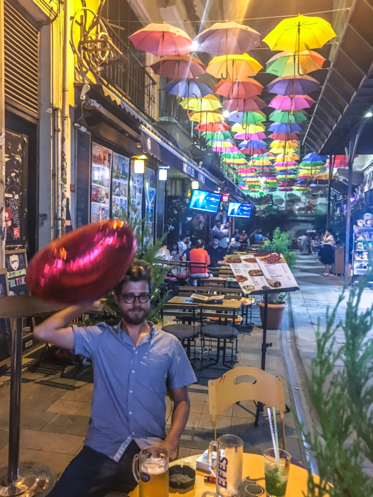 Rainbow umbrellas in Istanbul