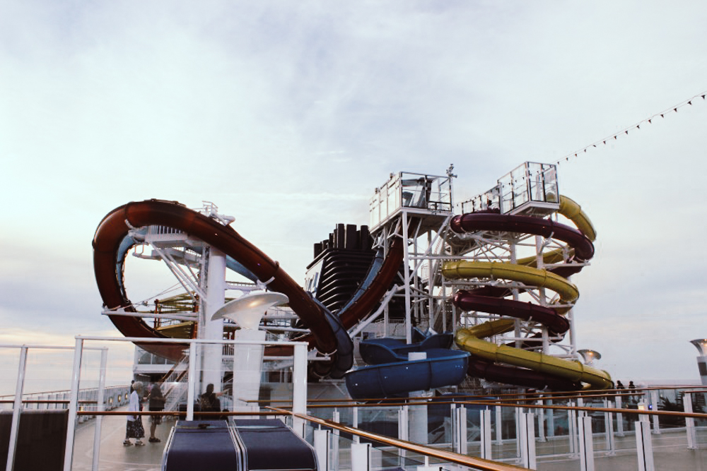 Above deck water park on the Norwegian Break Away ship