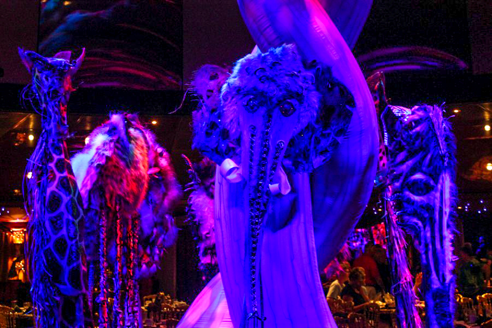 Purple masks from a Cirque du Solei show on a Norwegian cruise