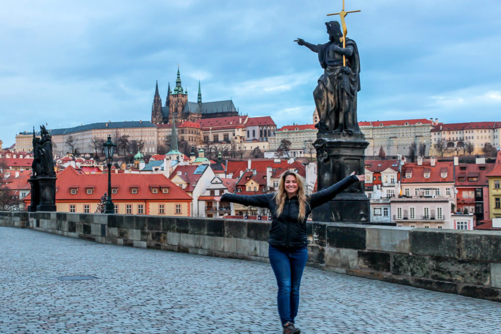 Girl on Charles Bridge in Prague