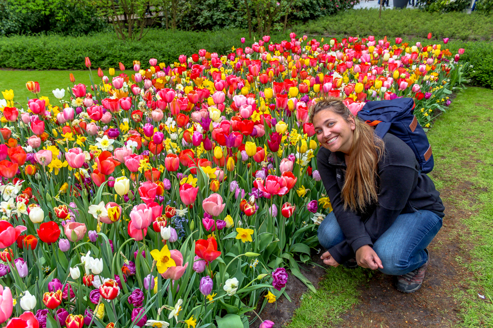 Girl in Keunkenhof tulip gardens