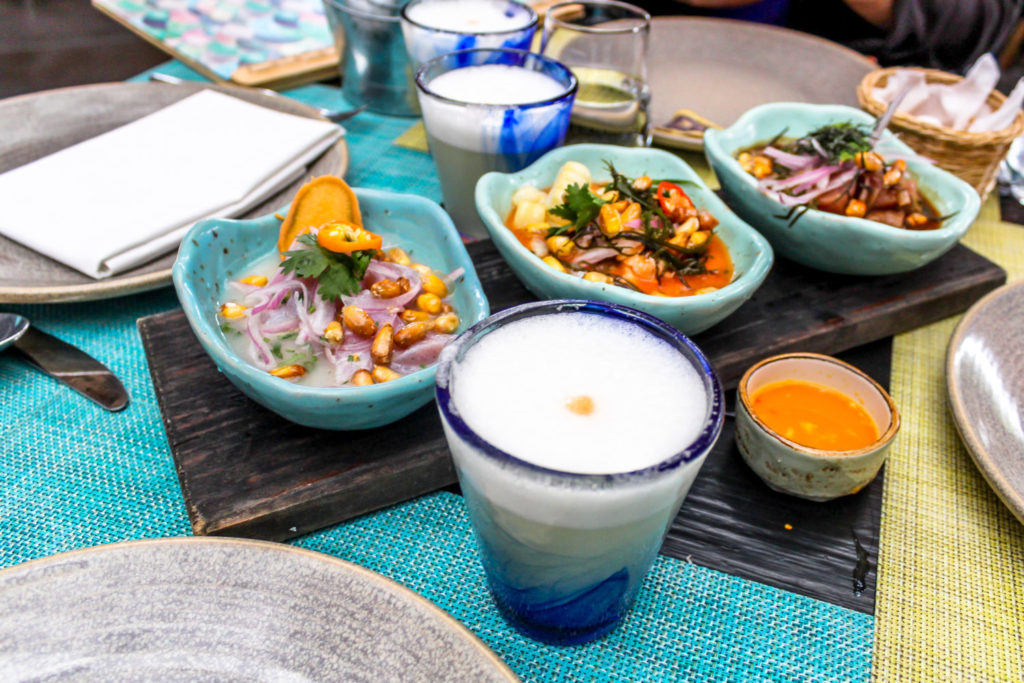 Pisco Sour and ceviche