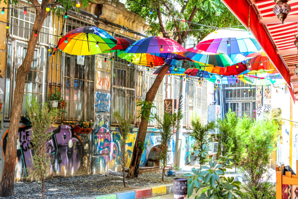 Rainbow umbrella Istanbul