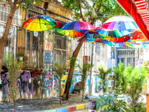 Rainbow umbrella Istanbul
