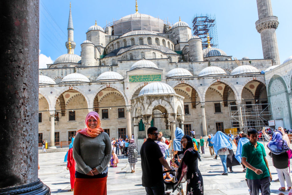 Girl in front of Blue Mosque