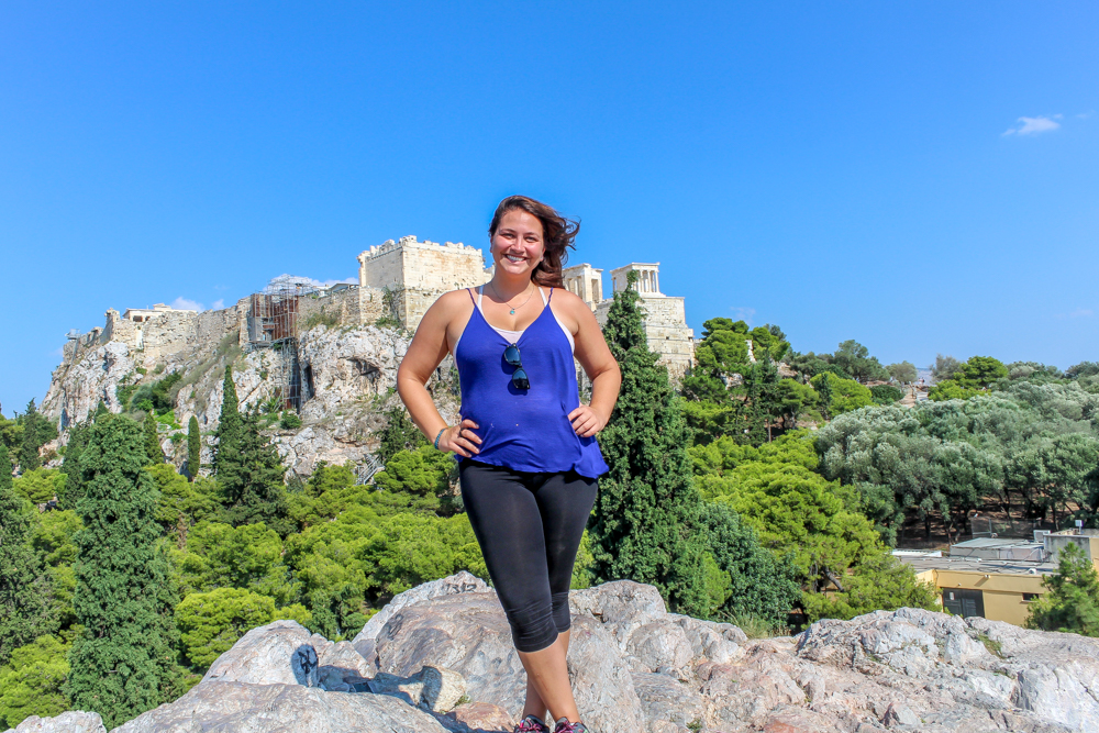 Girl standing on a hill in Athens