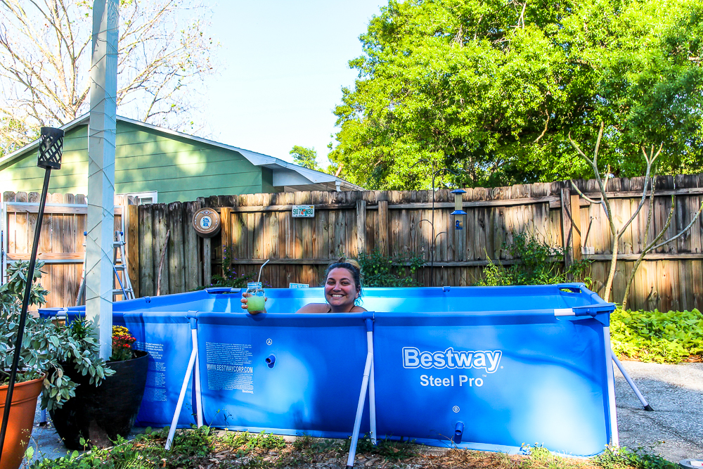 Girl relaxing in pool