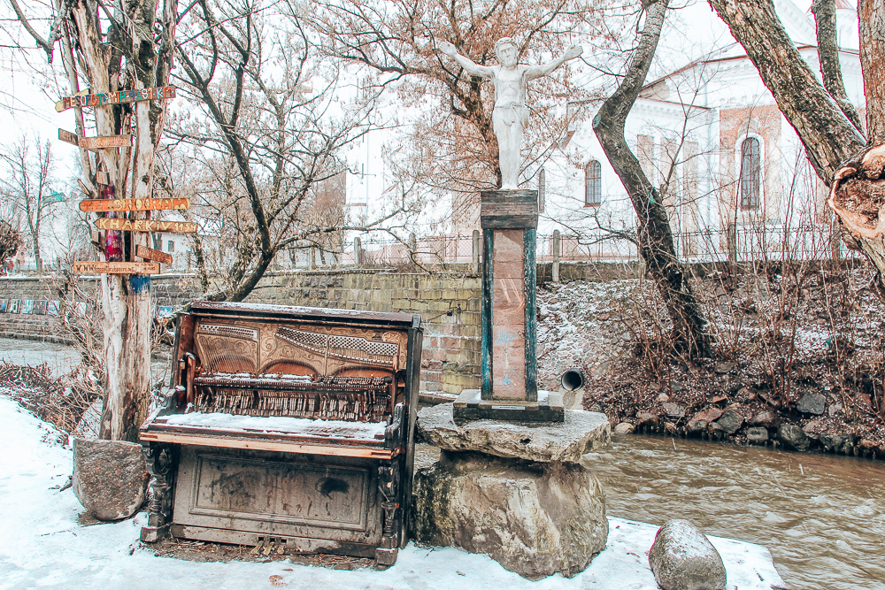 Piano installation by a River