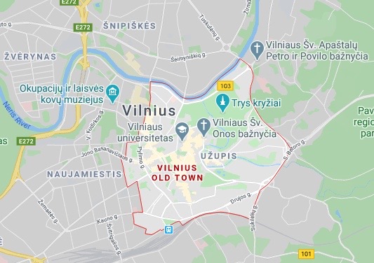 Old Town Vilnius map